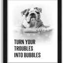 arteWOODS Funny Bulldog Bathroom Wall Art - Rustic Farmhouse Wall Decor with Humorous Quotes Black Framed Print Artwork Cute Animal Pictures for Shower Toilet Restroom Kid's Washroom 8x10 Inch