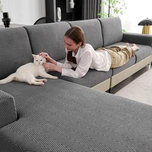 Eertop Couch Cushion Covers for Sectional Sofa, Wear Resistant Stretch Sofa Slipcovers for Sofa Universal Cushion Protector Washable Elastic Couch Seat Cover for Pets (Dark Gray, 1 Back Cover) Size S