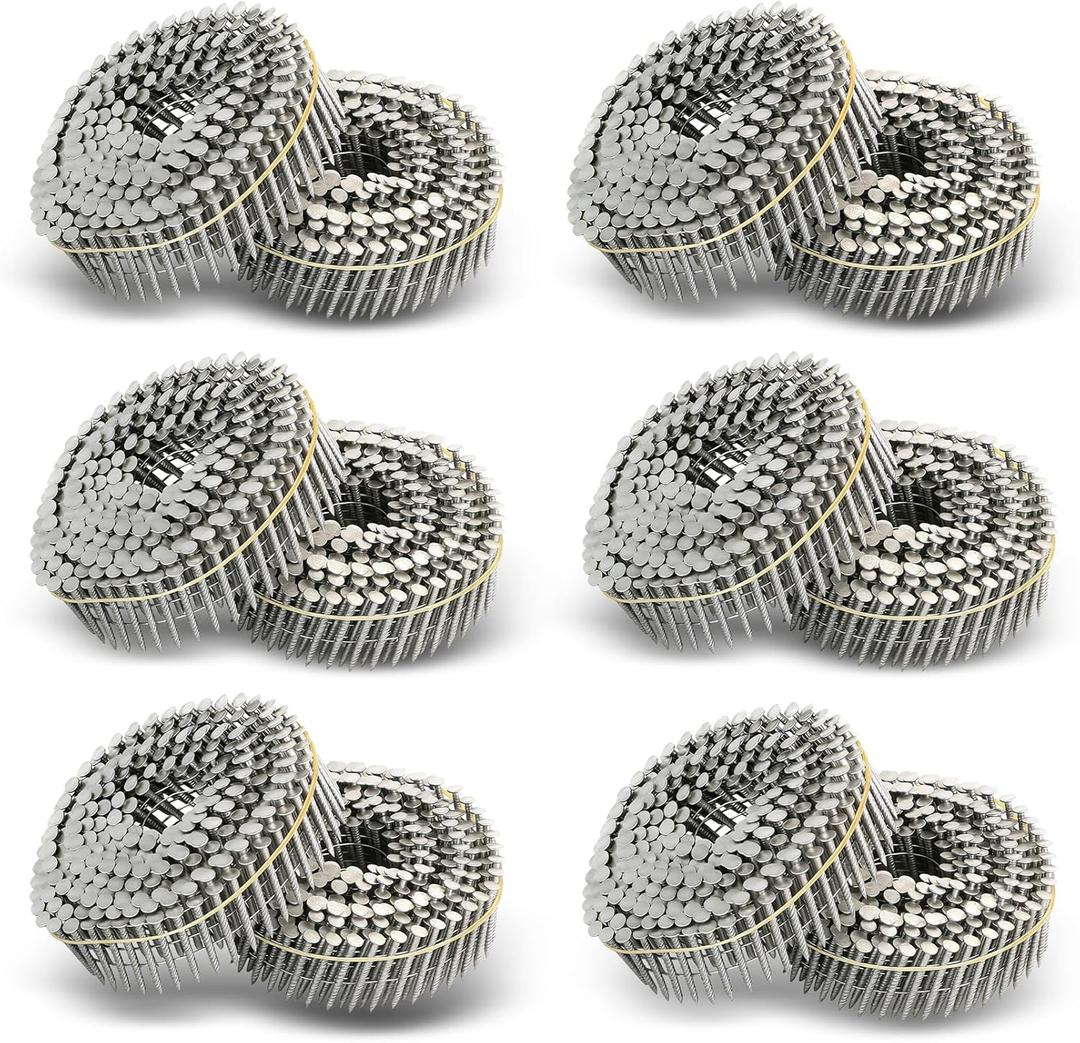 3600 Count Stainless Steel Siding Nails 15-Degree Collated Wire Coil 1-1/4 Inch, 0.09 Inch Ring Shank Siding Nails