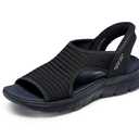 Skechers Women's Summits-Sweetly Evolved Sport Sandal, Black/Black, 9