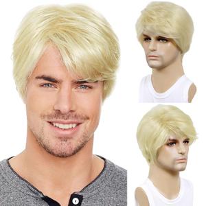 Blonde Wig Men Short Straight 6 Inch Heat Resistant Synthetic Blonde Wig for men Daily Costumes or Halloween Wear
