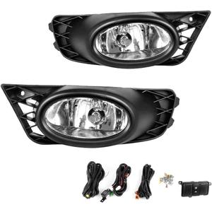 Driving Fog Lights Lamps Replacement for Honda Civic Sedan 2009 2010 2011 with H11 12V 55W Halogen Bulbs & Switch and Wiring Kit (Clear Lens)