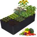 KLEWEE Fabric Raised Garden Bed, 128 Gallon 6 x 3FT Garden Growing Bags for Planting Vegetables, Flowers and Herbs, Breathable Plant Bed Large Grow Planter Bags 8 Grids