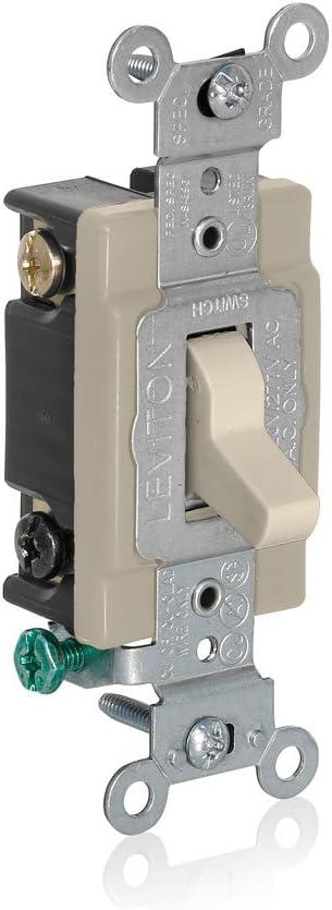 Leviton Momentary Contact SPST Toggle Switch, 1080-I, Ivory