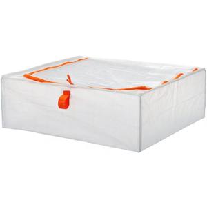 Under Bed Storage Case, Foldable Organizer Box, White with Orange Zipper, 21.75 x 19.25 x 7.5 Inches, for Clothes, Bedding and Seasonal Storage