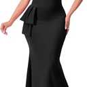 Black Formal Dresses for Women Sexy V Neck Wedding Guest Floor Length Mermaid Dress with Zipper Large