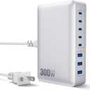 USB C Charger Block 300W USB C Charger,GaN III 8-Port Fast Charging Station Hub,PD Fast Laptop Charging Adapter Compatible with MacBook Pro/Air,DELL,Charge Hub iPhone 16/15/14,Galaxy S23/22