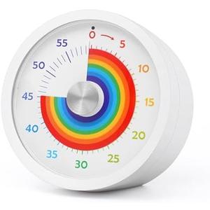 Keduzer Visual Timer, Kitchen Timer Rainbow Disk 60 Minute Countdown Timer for Kids and Adults, Silent Time Management Tool(Rainbow)