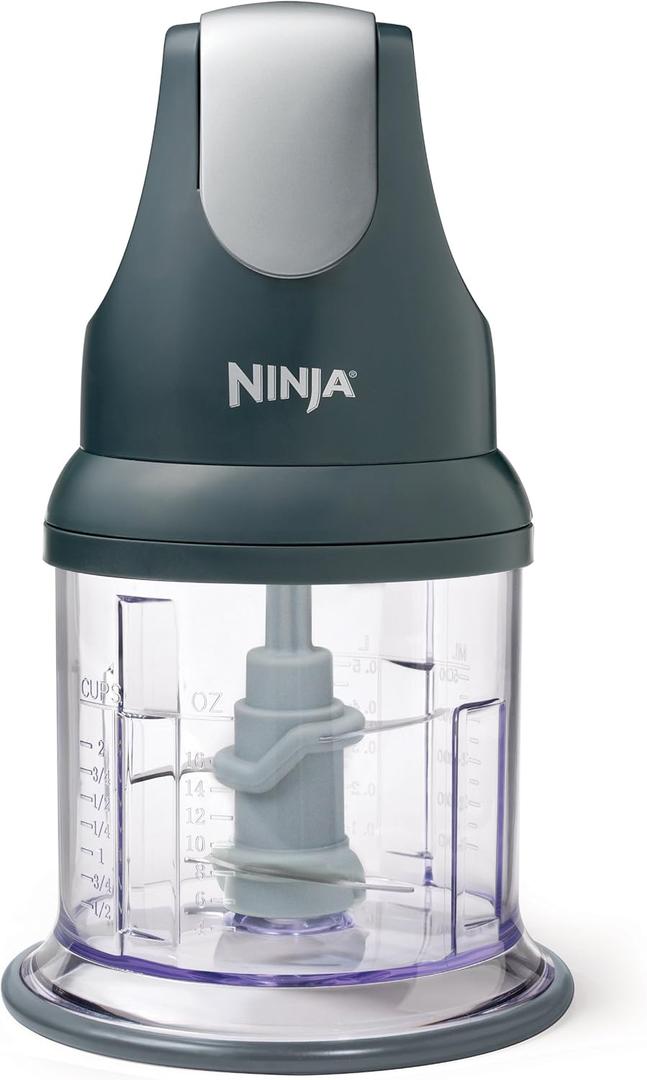 Ninja NJ100GR Express Chop Manual Food Processor for Chopping Mincing Pureeing Vegetables and other Ingredients 16-Ounces Gray
