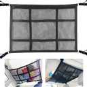 Car Ceiling Cargo Net for SUV,35.4"X25.6"Car Ceiling Storage,Load Capacity Automotive Cargo nets Interior Accessories for Van,Double-Layer Mesh Automotive Roof Camping Essentials