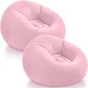 Realspring Inflatable Bean Bag Chairs Outdoor Blow up Camping Chairs Inflatable Lazy Sofa Folding Portable Bean Bag Loungers Couch for Movie Night (Light Pink,2 Pcs)