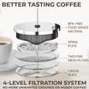 Cafe Du Chateau Stainless Steel French Press Coffee Maker 34 oz - Easy to Use Insulated Coffee Press with 4-Level Filtration, Manual Brewer for Tea, Camping & Travel with BPA Free, Durable Clear Glass