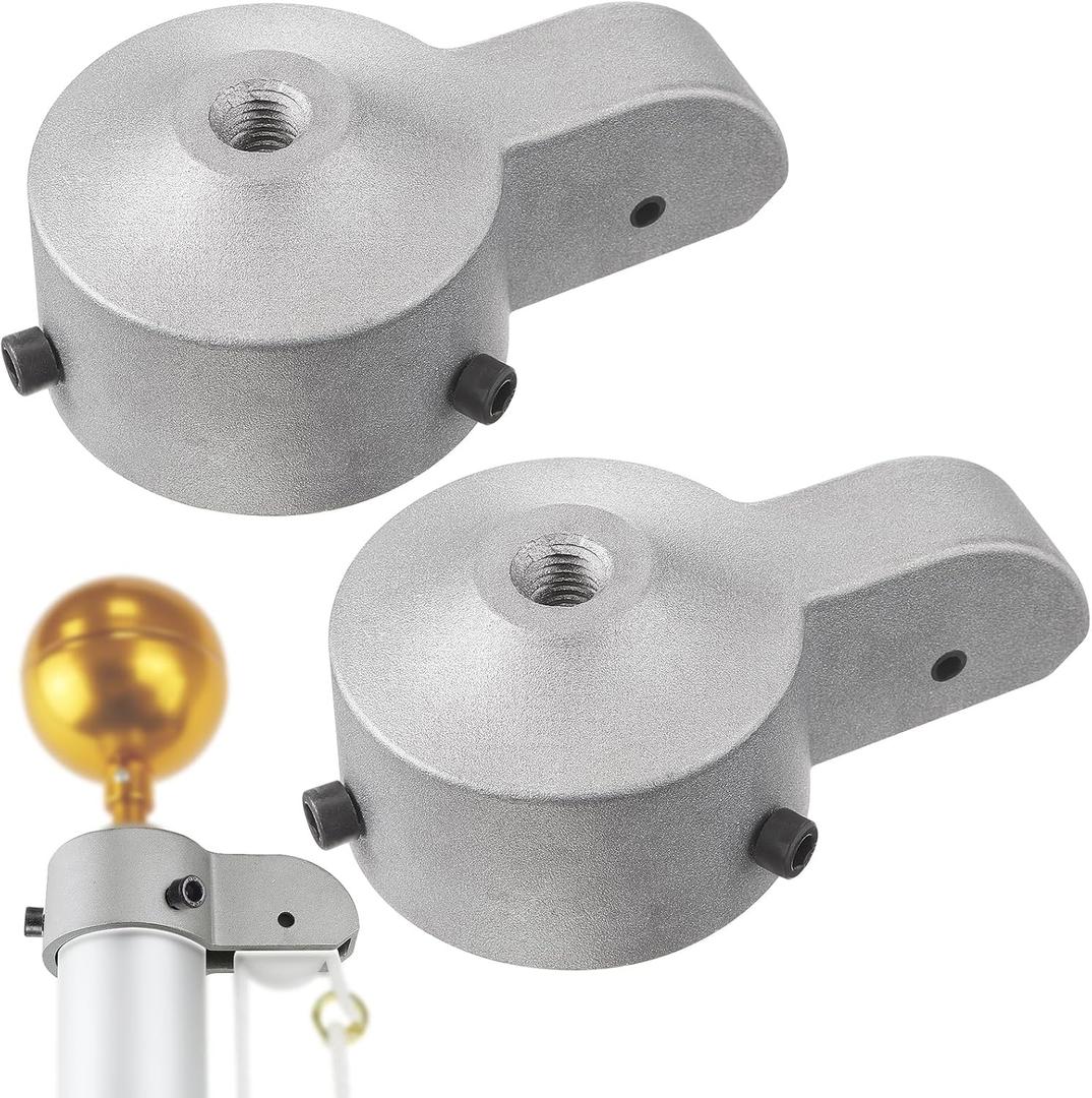 LEIFIDE 2 Pack Flag Pole Truck with Nylon Pulley Heavy Duty 2.5 Inch Cast Aluminum Top for 2" to 2.6" Outdoor Flag Poles - Stationary Truck Mount Replacement Kit