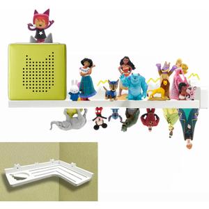 Tonie Corner Shelf for TonieBox Storage, Big White | Wooden Floating Shelves, Magnetic Strips, L-Shape, Display Toniebox Figures & Characters