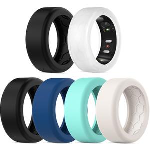 6PC Cover Compatible with RingConn Gen 2/Gen 2 Air/Gen 1 Protector,Anti-Slip Design,Silicone Case Finger Wrapper Woking Out Women Men-Multicolors-M for 11/12/13/14