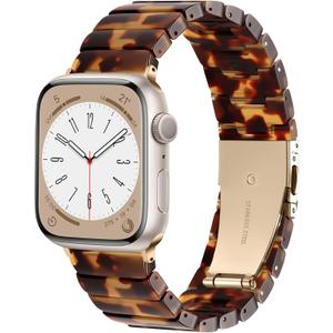 Lerobo Resin Band Compatible with Apple Watch Series 11/10/9/8/7 38mm 40mm 41mm 42mm 44mm 45mm 46mm 49mm,Fashion Lightweight Strap for iWatch Series 6/5/4/SE/Ultra 3 2 1 Wristband Replacement for Women Men (Classic-Amber Tortoiseshell)