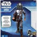 STAR WARS The Mandalorian Official Youth Halloween Costume - Premium Quality Padded Jumpsuit with Plastic Mask and Detachable Cape (S)