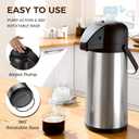 Coffee Carafe for Keeping Hot - Gezoss 102OZ / 3L Airpot Coffee Dispenser with Pump - Large Coffee Carafe for Hot Drinks Tea Liquid - Insulated Stainless Steel Hot Water Beverage Urn for Parties