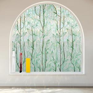 QHY Sunshine Window Privacy Film with Installation Tools Home Decorative Colored Glass Window Stickers Reusable electrostatic Window Stickers (Green Plants, 45.2 * 78.7 in)