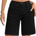 OFLUCK Bermuda Shorts for Women Mid Waisted Trendy Stretchy Denim Shorts Knee Length Cutoff Loose Fit
 Size 12