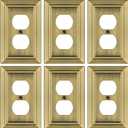 Metal Wall Plate for Electrical Outlets, Decorative Antique Brass Switch Plates Outlet Cover, Light Switch Cover Plate, 1-Gang Wall Plates (Duplex Outlet, 6 Pack)