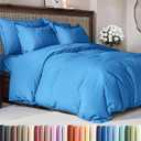Duvet Cover Queen Size Set - Extra Soft Queen Duvet Cover 90" x 90" with 2 Pillow Shams - Hotel Luxury, Easy Care & Fade Free w/ Zipper Closures & Ties - All Season, Comfy & Breathable (Royal Blue)