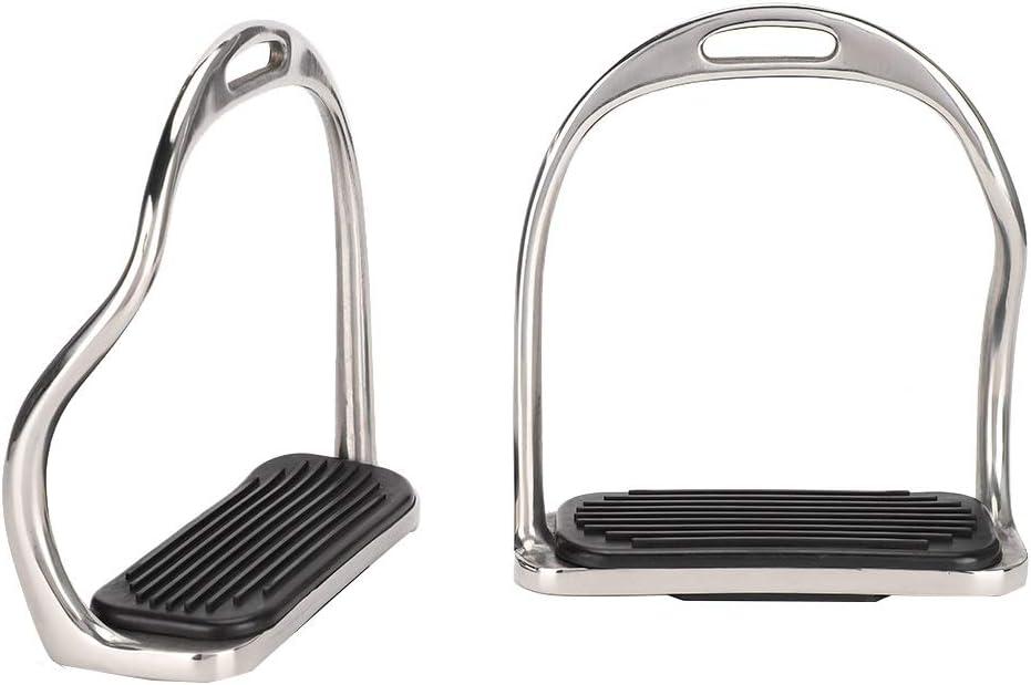 Stirrups for Saddle, Stainless Steel Lightweight Safety Wide Track Horse Stirrup AntiSlip Riding Equestrian Equipment Supplies with Rubber Pad