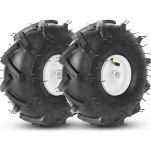 AR-PRO 11x4.00-4" Tiller Tire and Wheel, 3/4" Axle Bore Hole, 3-1/8" Centered Hub, Compatible with Craftsman and Troy-Bilt Tiller, 4Ply Pneumatic (Set of 2)