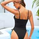 Yonique Women Strapless One Piece Swimsuit Tummy Control Bandeau Bathing Suit Cheeky Swimwear, S