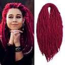 Wine Red Wool Dreadlock Extensions 22 Inches Double Ended Hippie Single Dreads Extensions DE Ends 15 Strands Handmade Burgundy Locs Extensions Reggae Style Crochet Hair for Women