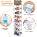 5 Tiers Shoe Rack Organizer for Closet Shoe Holder Storage Narrow Plastic Vertical, Free Standing Shoe Rack Shelf for Entryway Stackable Stability DIY, Grey