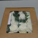 Floroom Artificial Flowers 20pcs Real Looking Ivory High-Centered Foam Fake Roses with Stem for DIY Wedding Bouquets Bridal Shower Centerpieces Floral Arrangements Party Tables Home Decorations