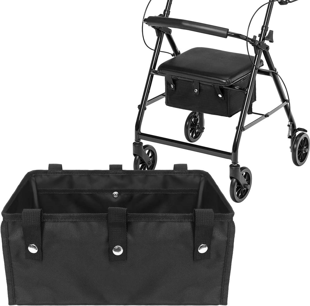 Under Seat Rollator Bags, Four Wheel Drive Walker Basket, Reusable Walker Bags for Rolling Walker, Rollator Basket Accessory for Women Men Seniors, Storage Ipad, Books, and Fssentials