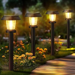 ALEPOD Solar Pathway Lights Outdoor - 12 Pack Solar Powered Garden Lights Waterproof, Decor Landscape Lighting with Three Lighting Modes for Yard, Lawn, Walkway, Driveway, Warm White