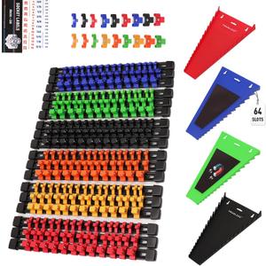 22-Piece Socket Organizer & Magnetic Wrench Organizer Set, 1/4", 3/8", 1/2" Drive Socket Holder, Total 64 Slots Metric & SAE Magnetic Wrench Holder (Socket, Wrenches not Included)