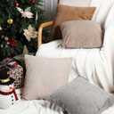 Colingmill 6 Pcs Throw Pillow Covers 18x18 Inch Modern Farmhouse Cushion Cover Soft Corduroy Boho Striped Square Pillow Case for Couch Bed Sofa Living Room Home Decoration(Neutral)