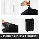 Slim Rolling Laundry Basket, Slim Laundry Hamper with Wheels and Adjustable Long Handles, 45L Small Laundry Baskets with Mesh Top for Bedroom, Closet, and Bathroom - Black