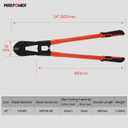 MAXPOWER Bolt Cutter 24 inch, Heavy Duty Bolt Cutters for Locks, Soft Metal, Rivets and Chains, Drop forged Cr-Mo Steel Jaws, Non-slip Rubber Handle