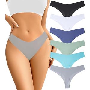 Seamless Thongs - No Show Underwear Pack - Breathable Panties for Women - Colorful 6 Thongs, Set Of 2, M