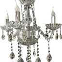 Royal Designs CH-1001CC-4 Modern Crystal Chandelier Ceiling Light Fixture, Chrome Brass Finish, 4 Arms