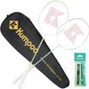 Badminton Set with 2 Carbon Shaft Badminton Rackets, 1 Grip Cover, 1 Carry Bag - Badminton Racket Set of 2 for Backyards, Badminton 2 Racquets for Beginners Adults Outdoor Games Exercise, 675mm midsize