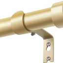 KAMANINA Gold Curtain Rod 32 to 58 Inch (2.6-4.8 Feet), 1 Inch Heavy Duty Curtain Rods for Windows, Modern Adjustable Drapery Rods with End Cap (32"-58")