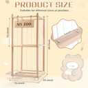 GLDZI Stuffed Animal Storage Zoo with Wheels, Wooden Stuffed Animal Organizer with Elastic Cords, Space Saving Toy Plushies Storage Holder for Playroom, Bedroom, Living Room(Burlywood, Small)