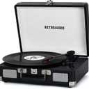 Vinyl Record Player 3-Speed Bluetooth Portable Suitcase Belt-Driven Record Player with 2 Built-in Stereo Speakers Vinyl Vintage Turntable Phonograph Records Player with RCA Line Out, AUX Out (Black)