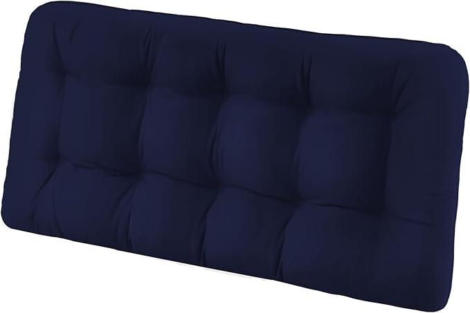 Tufted Bench Cushions for Outdoor Furniture, 44" x 19" Porch Swing Cushions Filled with Foam, Overstuffed Patio Cushions for Bench Loveseat with 2-3 Seats,Thick and Water Resistant, Navy