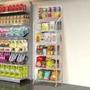 Nisorpa 5 Tier Supermarket Retail Display Racks, Commercial Metal Candy Snack Display Racks Shelf with Wheels Snack Rack Display Stand for Convenience Stores Home Kitchen, 23.6x66.9x10.6 in, White