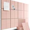 Fluxynara Large Felt Bulletin Board 48" x 36" Cork Board Alternative-12 Pack with 70 Safe Removable Adhesive Tabs, Cork Boards for Walls Cork Board for Home Office Classroom Pin Board-Pink