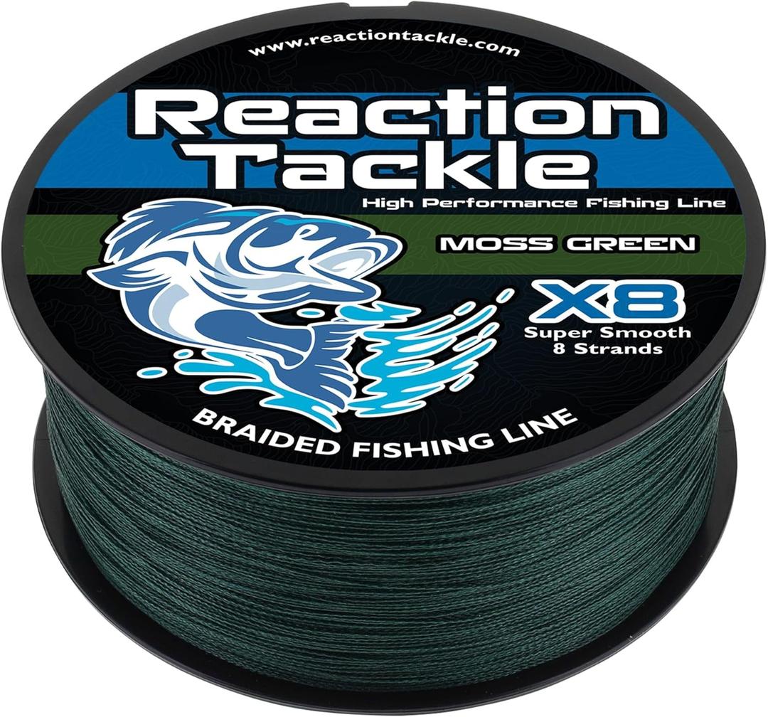 Reaction Tackle Braided Fishing Line - Pro Grade Power Performance for Saltwater or Freshwater Fish - Colored Fishing Line Braid for Extra Visibility, 80 Lb (1500 Yards)