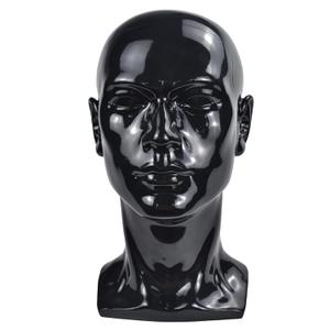 PVC Mannequin Head Black Male Manikin Dummy Stand Model Display Hat Scarf Wigs Hair Glasses Hat Beauty Styling Tool (black)