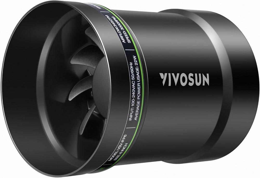 VIVOSUN 6 Inline Booster Duct Fan, 345 CFM Quiet Exhaust Fan for HVAC Ventilation in Grow Tents, Basements, Bathrooms, Kitchens, and Attics